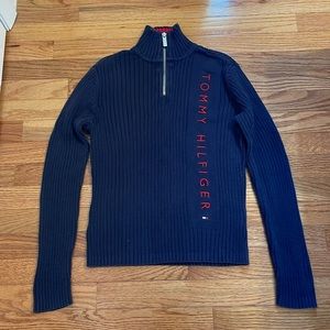Tommy Hilfiger Vintage Y2K Navy Quarter Zip Sweater